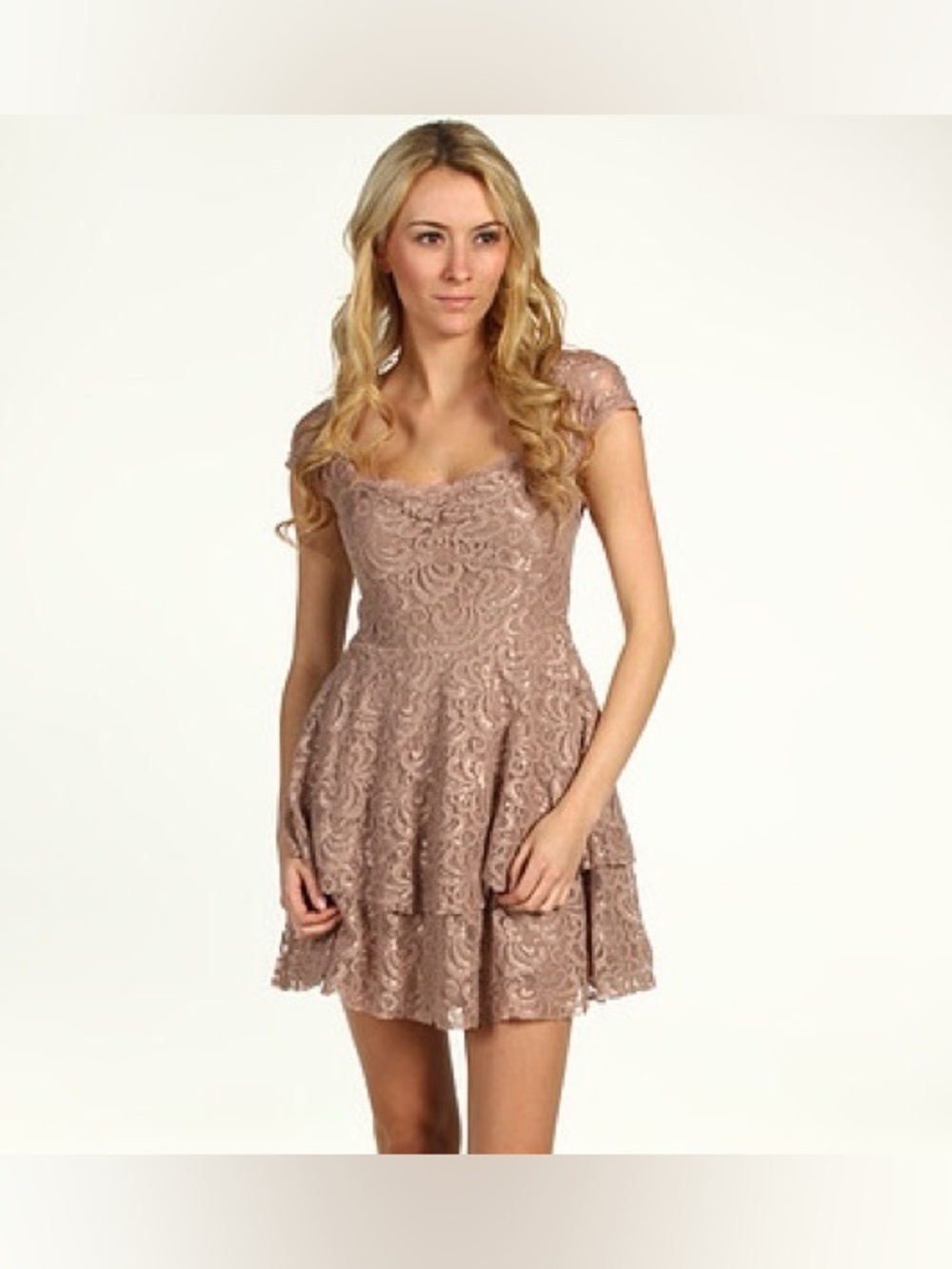 Free people rock candy lace tiered mini dress